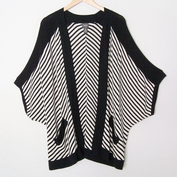 Chico's Travelers Collection Striped Cardigan Sweater Dolman Kimono Open Front L - Picture 4 of 16